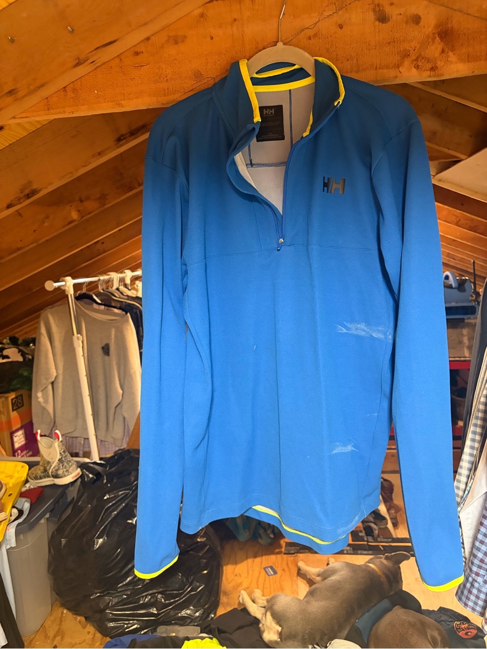 Helly Hansen Blue Fleece Half-Zip with Neon Yellow Trim